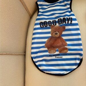 Blue and White Striped Doggie Teddy Bear Shirt